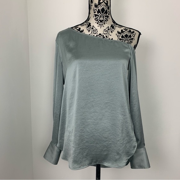 Theory Ulrika Crushed Satin One-shoulder Blouse - Picture 6 of 12